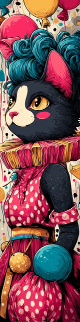 Cat bookmarks design of a pink clown outfit with white nose cat